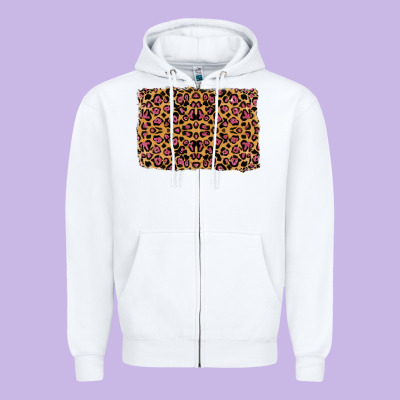 Leopard Glitter Background Zipper Hoodie Designed By Ranaportraitstore
