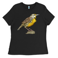 Black Western Meadowlark Ladies Tee - LillyAllenDesigns