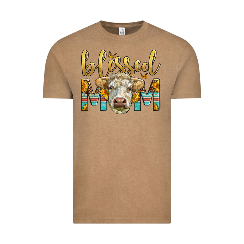 Western Blessed Mom Charolais Bull Mother's Day Vintage Tee by LillyAllenDesigns | Teevron