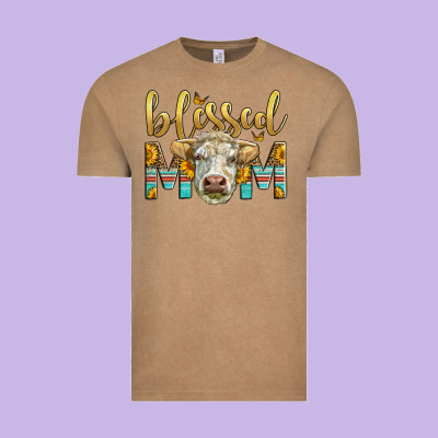 Western Blessed Mom Charolais Bull Mother's Day Vintage Tee Designed By Lillyallendesigns