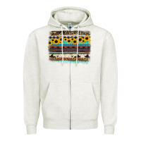 Oatmeal Heather sunflower aztec serape cowhide background Zipper Hoodie - RanaPortraitStore