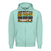 Sunflower Aztec Serape Cowhide Background Zipper Hoodie | Teevron
