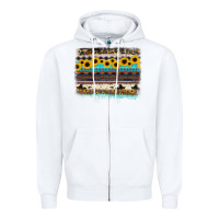 White sunflower aztec serape cowhide background Zipper Hoodie - RanaPortraitStore