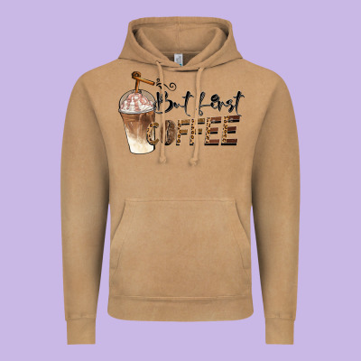 But First Coffee Vintage Hoodie Designed By Barkaloodesign