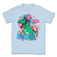 Dusty Blue Red white rawr Classic Tee - FaDigitalArtStudio