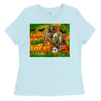 Baby Blue Trick Rawr Treat Ladies Tee - LillyAllenDesigns