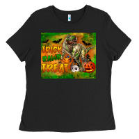 Black Trick Rawr Treat Ladies Tee - LillyAllenDesigns
