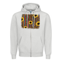 Dove Grey sunflowers serape leopard Zipper Hoodie - RanaPortraitStore