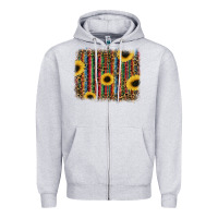 Heather Grey sunflowers serape leopard Zipper Hoodie - RanaPortraitStore