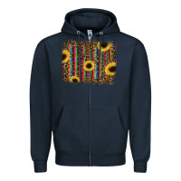 Navy sunflowers serape leopard Zipper Hoodie - RanaPortraitStore