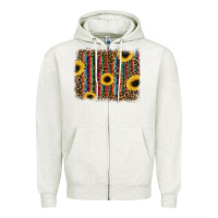 Oatmeal Heather sunflowers serape leopard Zipper Hoodie - RanaPortraitStore