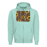 Seafoam sunflowers serape leopard Zipper Hoodie - RanaPortraitStore