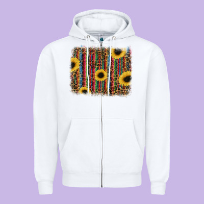 Sunflowers Serape Leopard Zipper Hoodie Designed By Ranaportraitstore