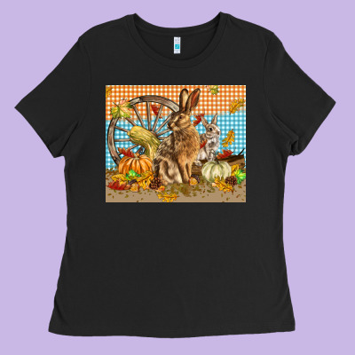 Fall Rabbit  Mousepad Ladies Tee Designed By Lillyallendesigns