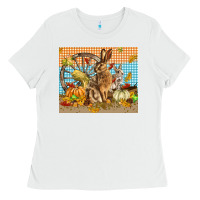 White fall rabbit  mousepad Ladies Tee - LillyAllenDesigns