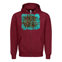 Burgundy leopard turquoise Zipper Hoodie - RanaPortraitStore