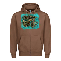 Chestnut leopard turquoise Zipper Hoodie - RanaPortraitStore