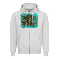Dove Grey leopard turquoise Zipper Hoodie - RanaPortraitStore