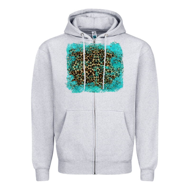 Leopard Turquoise Zipper Hoodie by RanaPortraitStore | Teevron