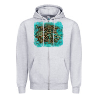 Heather Grey leopard turquoise Zipper Hoodie - RanaPortraitStore