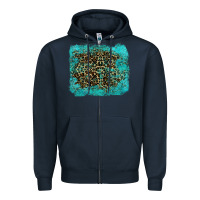 Navy leopard turquoise Zipper Hoodie - RanaPortraitStore