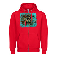 Red leopard turquoise Zipper Hoodie - RanaPortraitStore