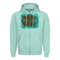 Seafoam leopard turquoise Zipper Hoodie - RanaPortraitStore