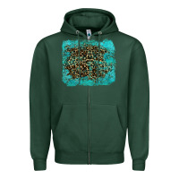 Sports Green leopard turquoise Zipper Hoodie - RanaPortraitStore