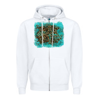 White leopard turquoise Zipper Hoodie - RanaPortraitStore