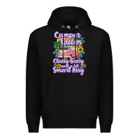 Black camp camping camper queen classy sassy and a bit smart assycamper camp Premium Hoodie - linhVisuals