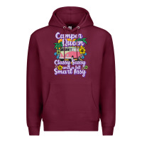 Burgundy camp camping camper queen classy sassy and a bit smart assycamper camp Premium Hoodie - linhVisuals