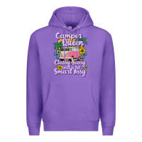 Purple camp camping camper queen classy sassy and a bit smart assycamper camp Premium Hoodie - linhVisuals