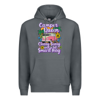 Rock camp camping camper queen classy sassy and a bit smart assycamper camp Premium Hoodie - linhVisuals