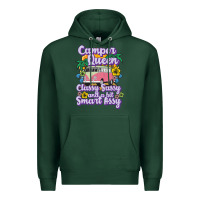 Sports Green camp camping camper queen classy sassy and a bit smart assycamper camp Premium Hoodie - linhVisuals