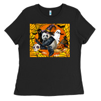 Black panda halloween Ladies Tee - LillyAllenDesigns