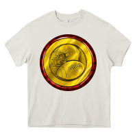 Cream american football round earrings Heavy Core Tee - BundleAndBundleShop