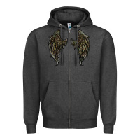 Charcoal Heather leopard camouflage wings Zipper Hoodie - RanaPortraitStore