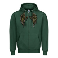 Sports Green leopard camouflage wings Zipper Hoodie - RanaPortraitStore