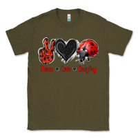 Army Green Peace Love Ladybug Classic Tee - Jasminsmagicworld