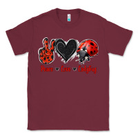 Burgundy Peace Love Ladybug Classic Tee - Jasminsmagicworld