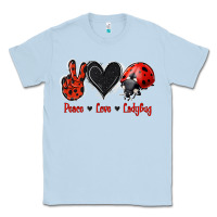 Dusty Blue Peace Love Ladybug Classic Tee - Jasminsmagicworld