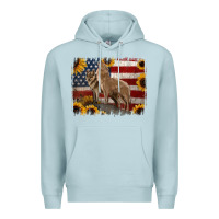 Blue Mist American Wolves with Sunflower Background Png Premium Hoodie - Jasminsmagicworld