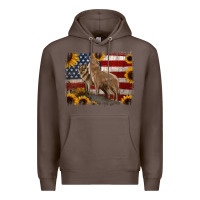 Coffee American Wolves with Sunflower Background Png Premium Hoodie - Jasminsmagicworld