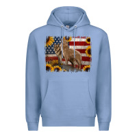 Colony Blue American Wolves with Sunflower Background Png Premium Hoodie - Jasminsmagicworld