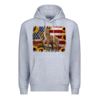 Heather Grey American Wolves with Sunflower Background Png Premium Hoodie - Jasminsmagicworld