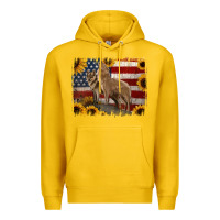 Lemon American Wolves with Sunflower Background Png Premium Hoodie - Jasminsmagicworld