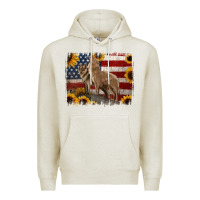 Oatmeal Heather American Wolves with Sunflower Background Png Premium Hoodie - Jasminsmagicworld