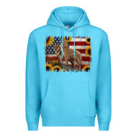 Ocean Blue American Wolves with Sunflower Background Png Premium Hoodie - Jasminsmagicworld