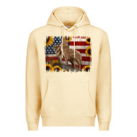 Pina Colada American Wolves with Sunflower Background Png Premium Hoodie - Jasminsmagicworld