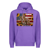 Purple American Wolves with Sunflower Background Png Premium Hoodie - Jasminsmagicworld